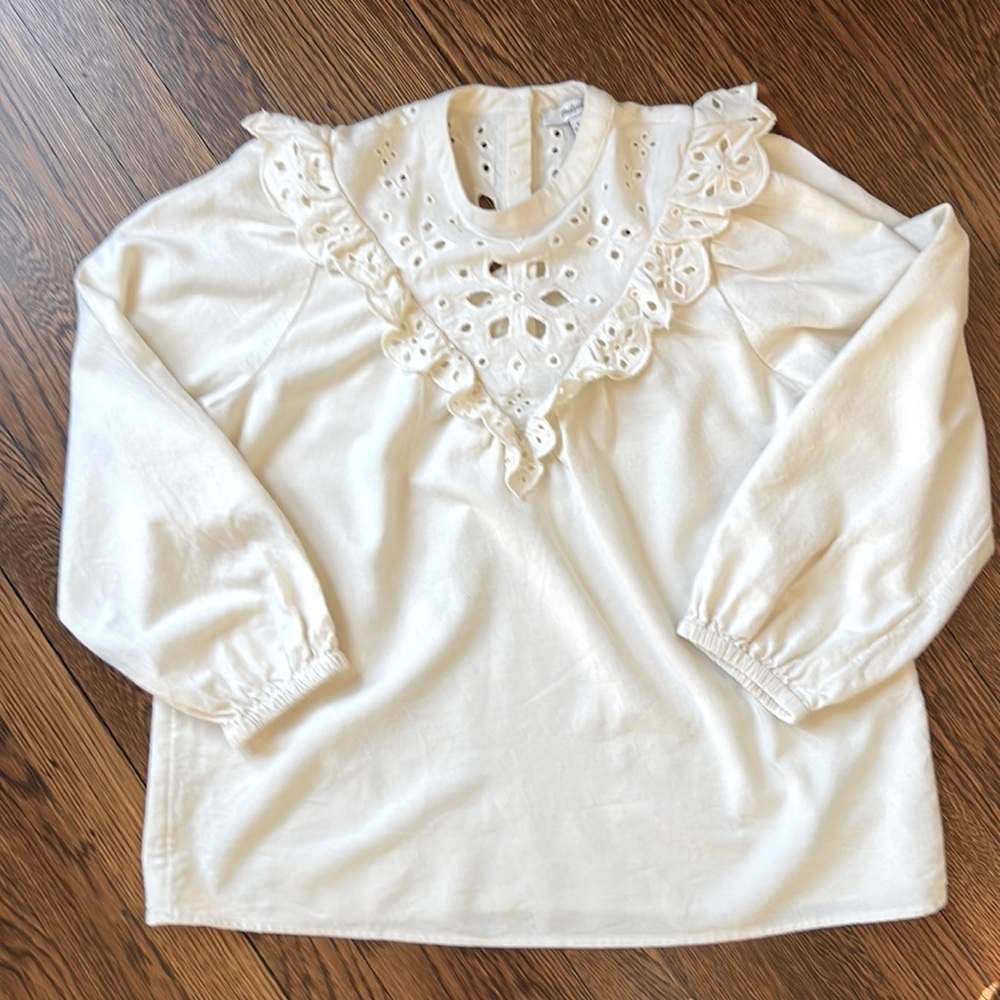 Madewell Embroidered Flannel Mockneck Top Size Small - Picture 13 of 14